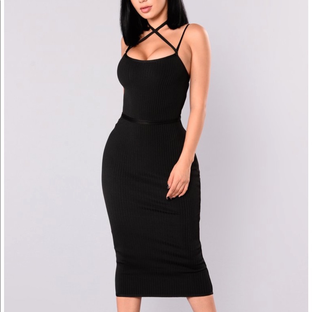 Fashion nova black midi dress